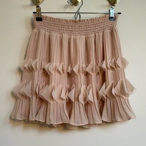 Ramy Brook Flowy Pink/Tan Mini Skirt, Size Small